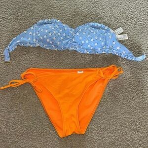 Hollister Blue and Orange Bikini Set